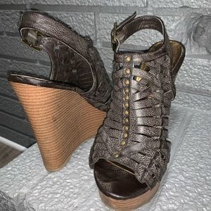 Black with metal accents wedge heels